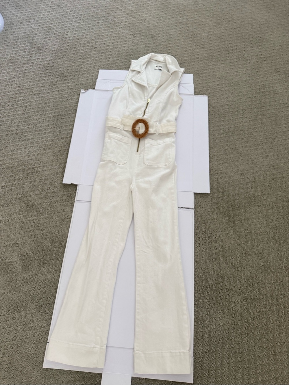 Show Me Your MuMu Cream Sleeveless Wide-Leg Jumpsuit with Belt